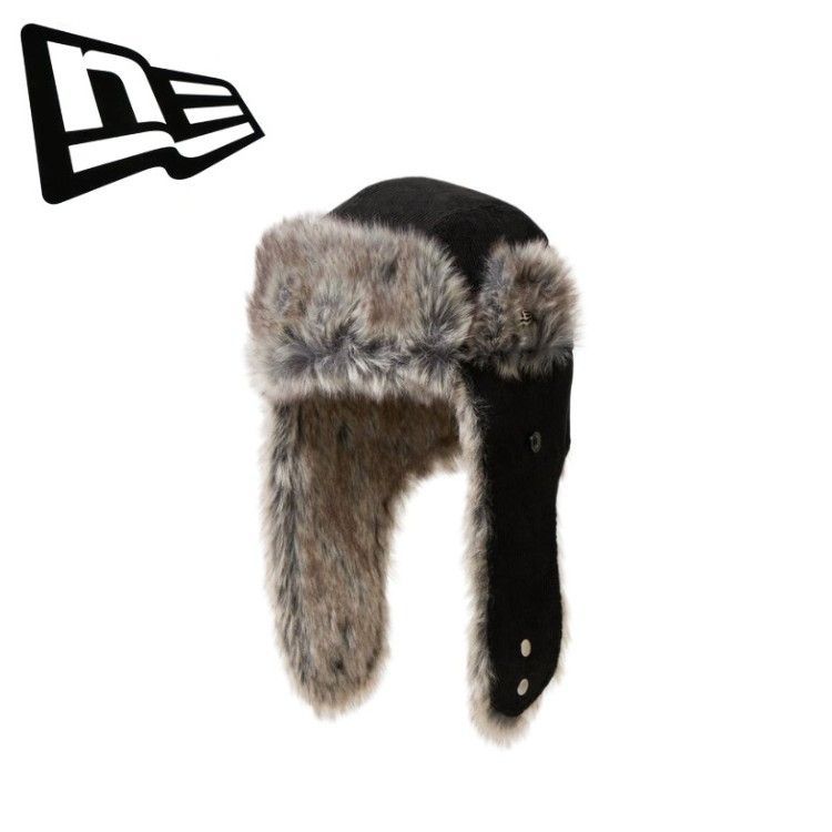 25秋冬 ニューエラ ERA メンズ レディース ユニセックス トラッパー コーデュロイ ブラック 防寒 撥水 飛行帽 耳当て 耳あて 帽子 スノーボード