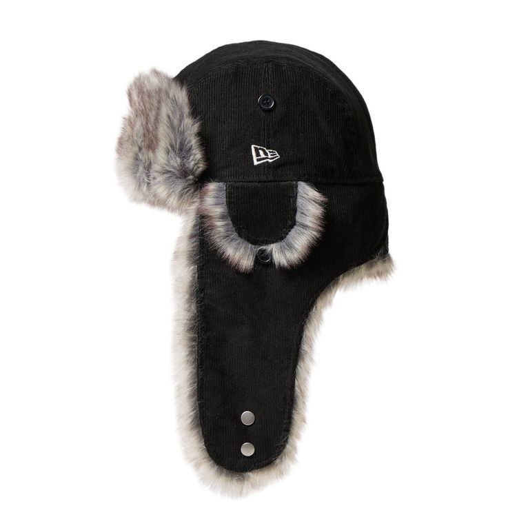 25秋冬 ニューエラ ERA メンズ レディース ユニセックス トラッパー コーデュロイ ブラック 防寒 撥水 飛行帽 耳当て 耳あて 帽子 スノーボード