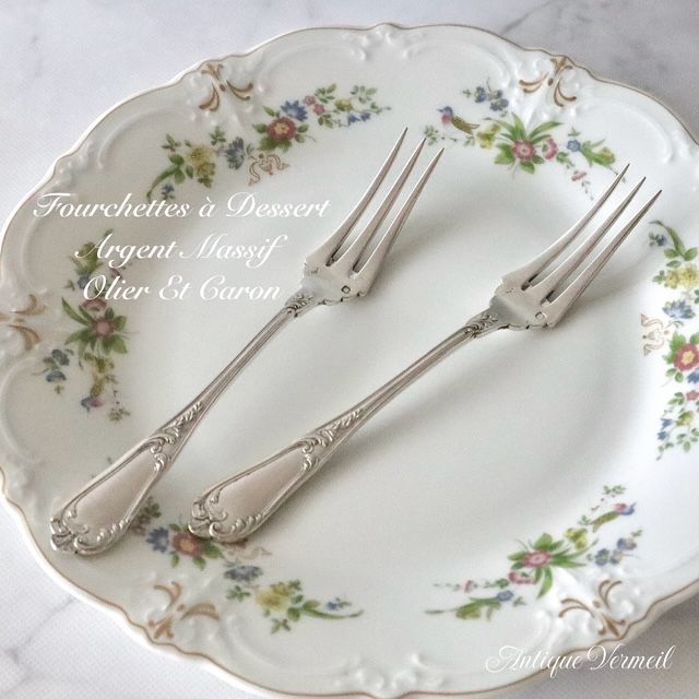 フランス銀器 ロココ スタイル デザート フォーク ２本セット ミネルヴァ1 銀950