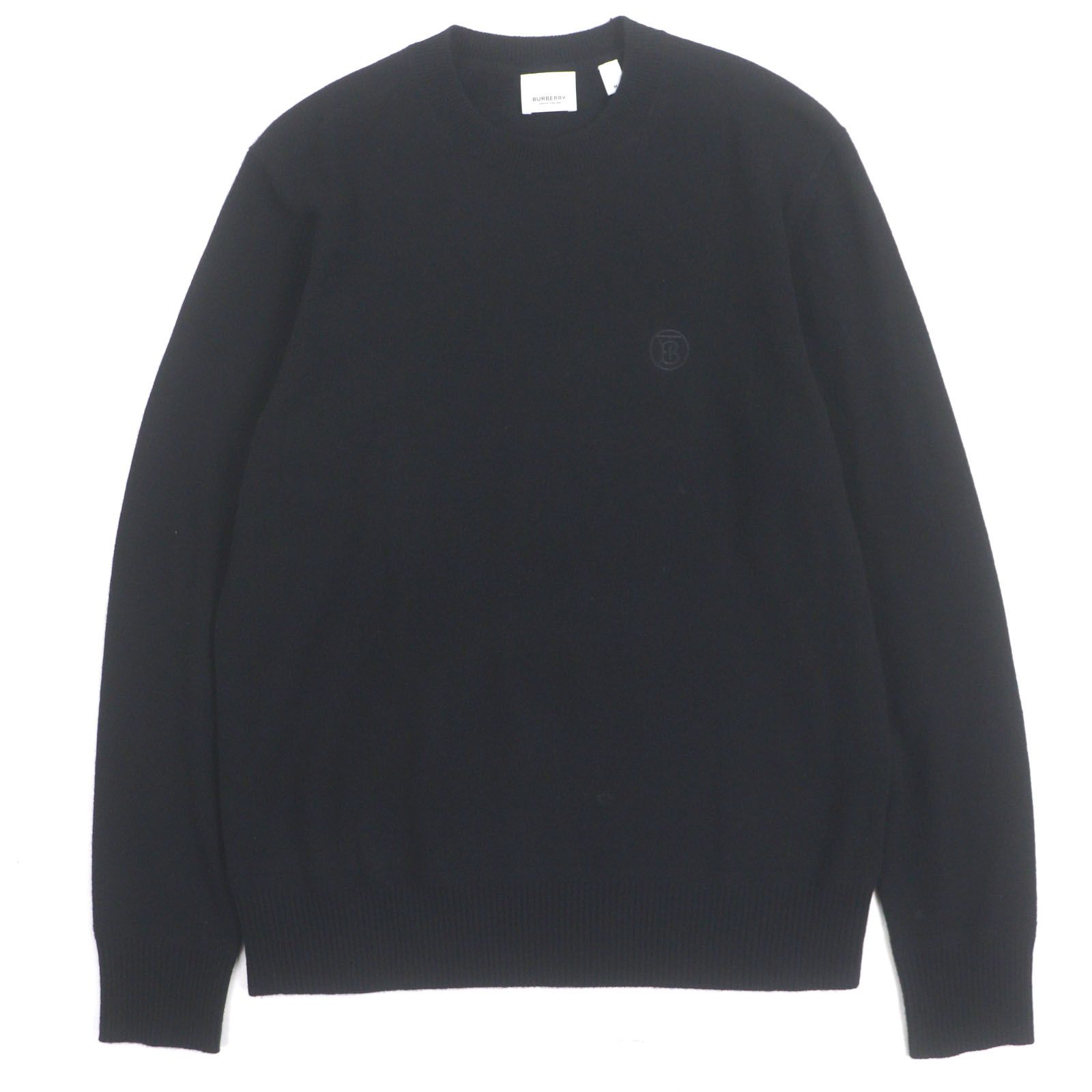 極美品▽BURBERRY バーバリー 8018644 カシミヤ100% TBロゴ刺繍 クルー