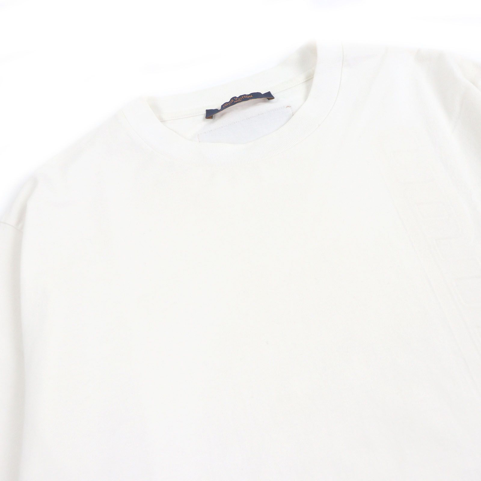 LOUIS VUITTON ルイヴィトン 21 AW コットン100％ インサイドアウト エンボスロゴ 半袖Ｔシャツ アイボリー L イタリア製 メンズ