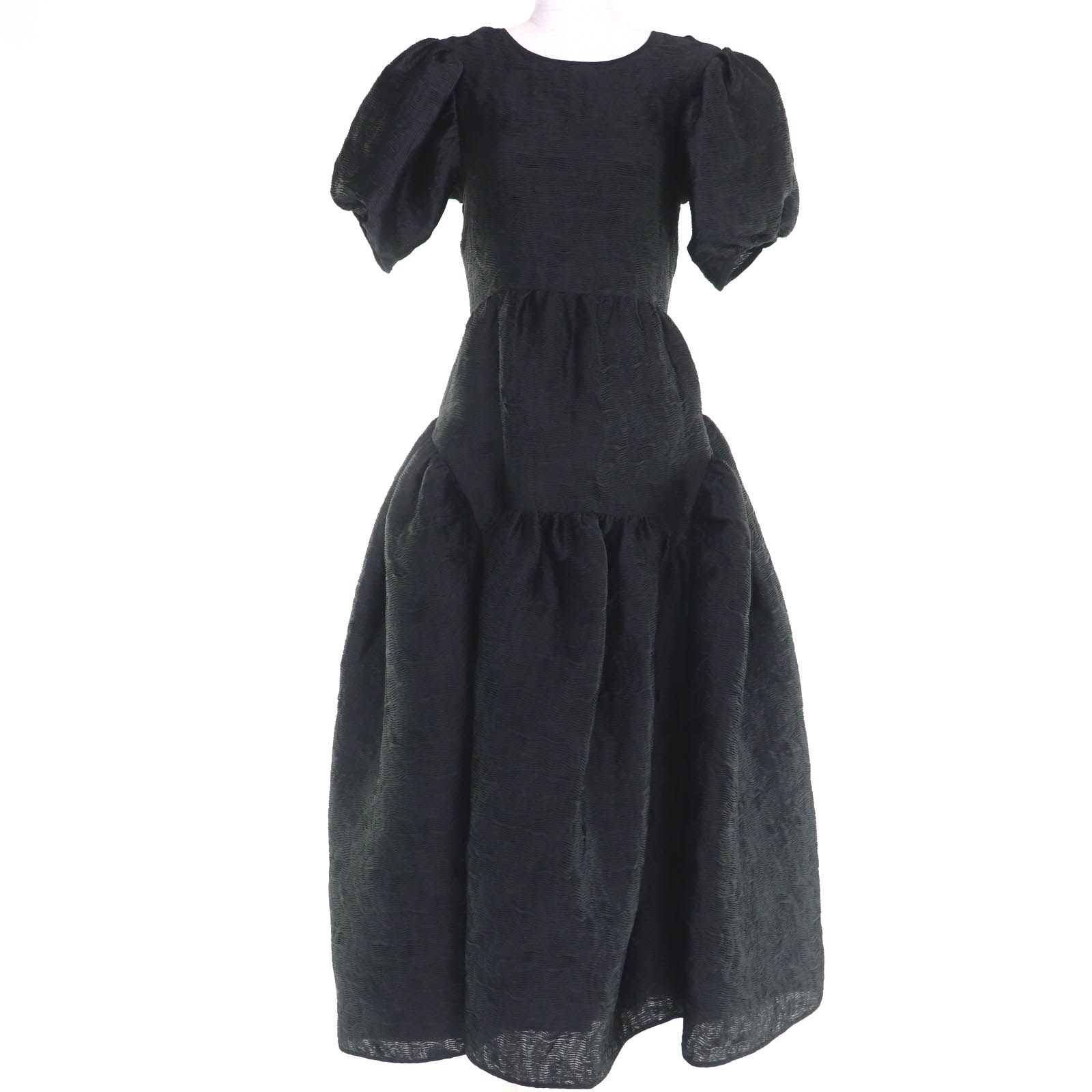 CECILIE BAHNSEN セシリーバンセン SS 20 0037 裏地シルク100％ Katorine Gown パフスリーブ ロング ワンピース ドレス ブラック 8 レディース