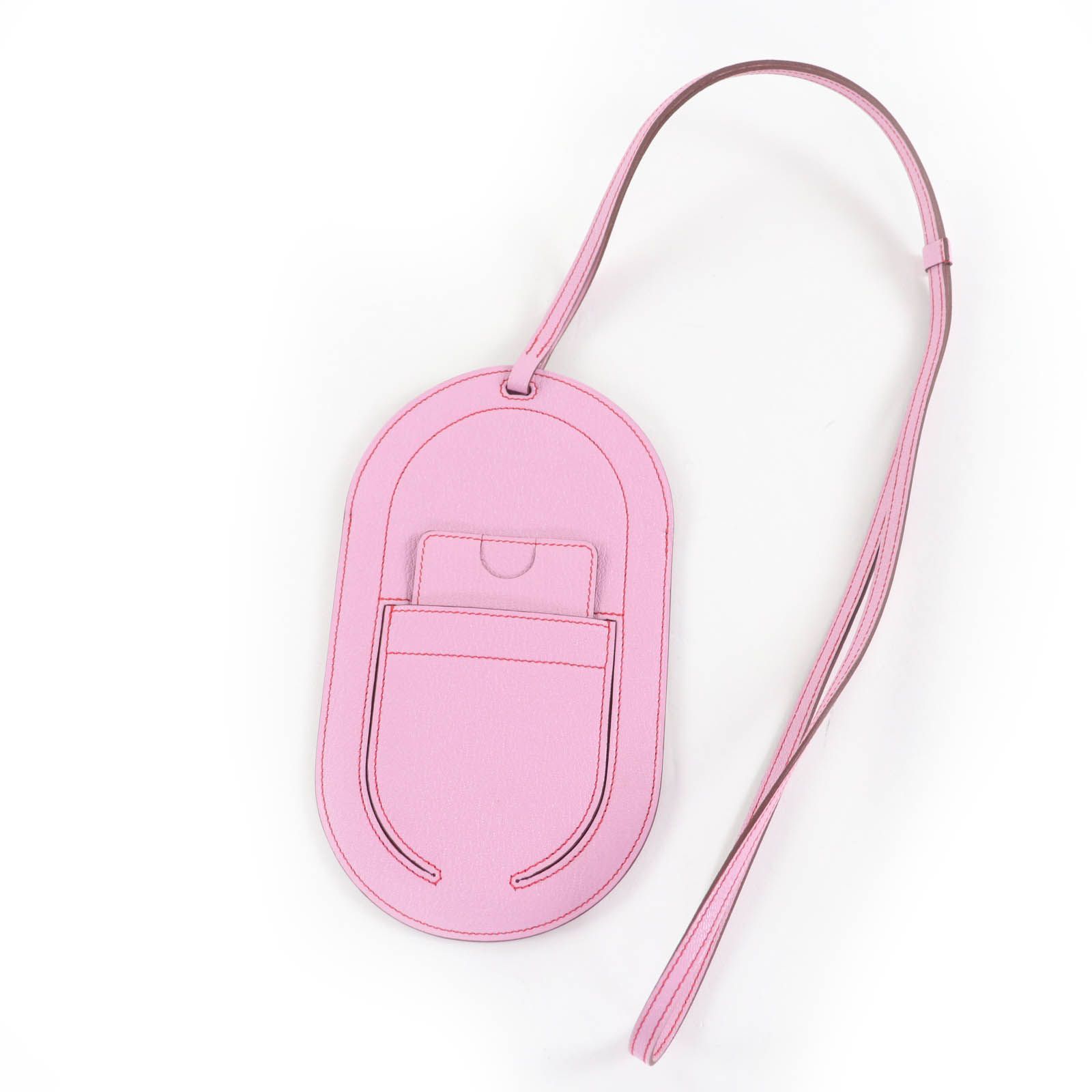 HERMES エルメス インザループ トゥーゴーGM シェーブルミゾル スマホショルダー ネックストラップ 携帯 スマホ ピンク D刻印 き フランス製 レディース