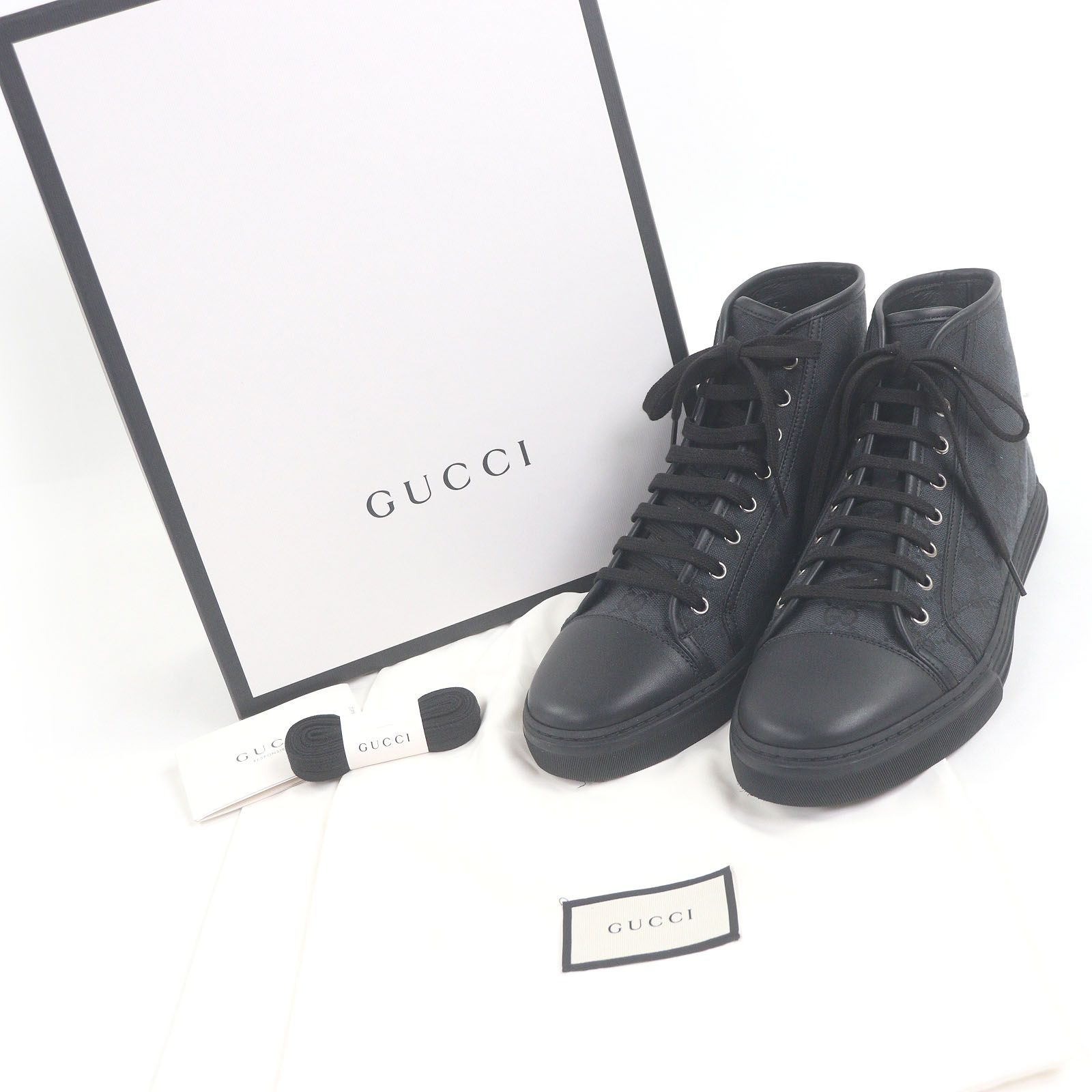 【美品・箱付き】グッチ　　GG柄　レザー　426189 スニーカー GUCCI（グッチ） GUCCI GGキャンバス スニーカー 426189 ブラック GG