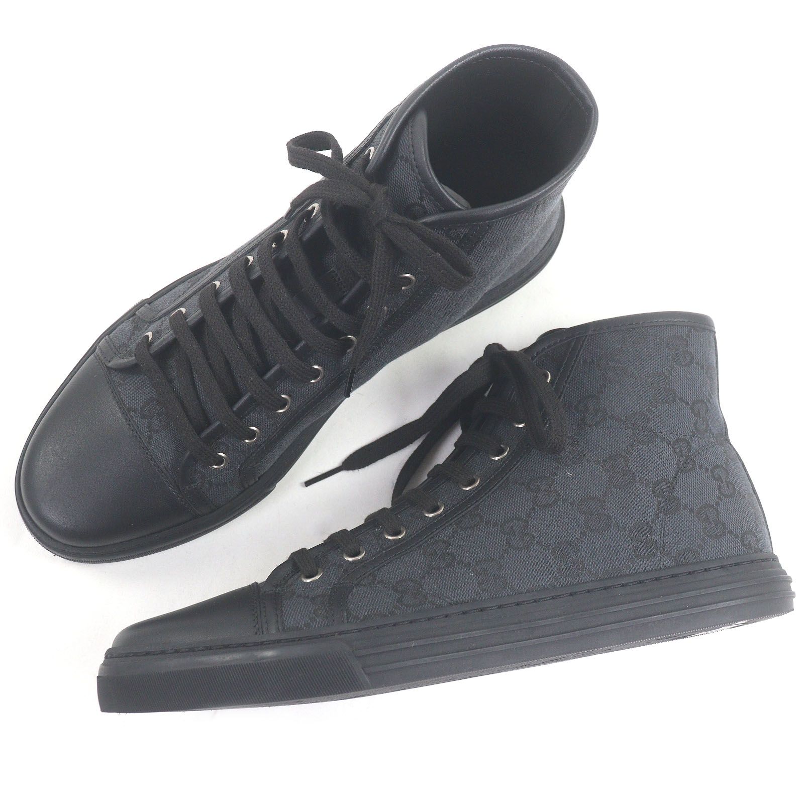 極美品□GUCCI グッチ 426188 一部レザー使い GGロゴ総柄 ハイカット