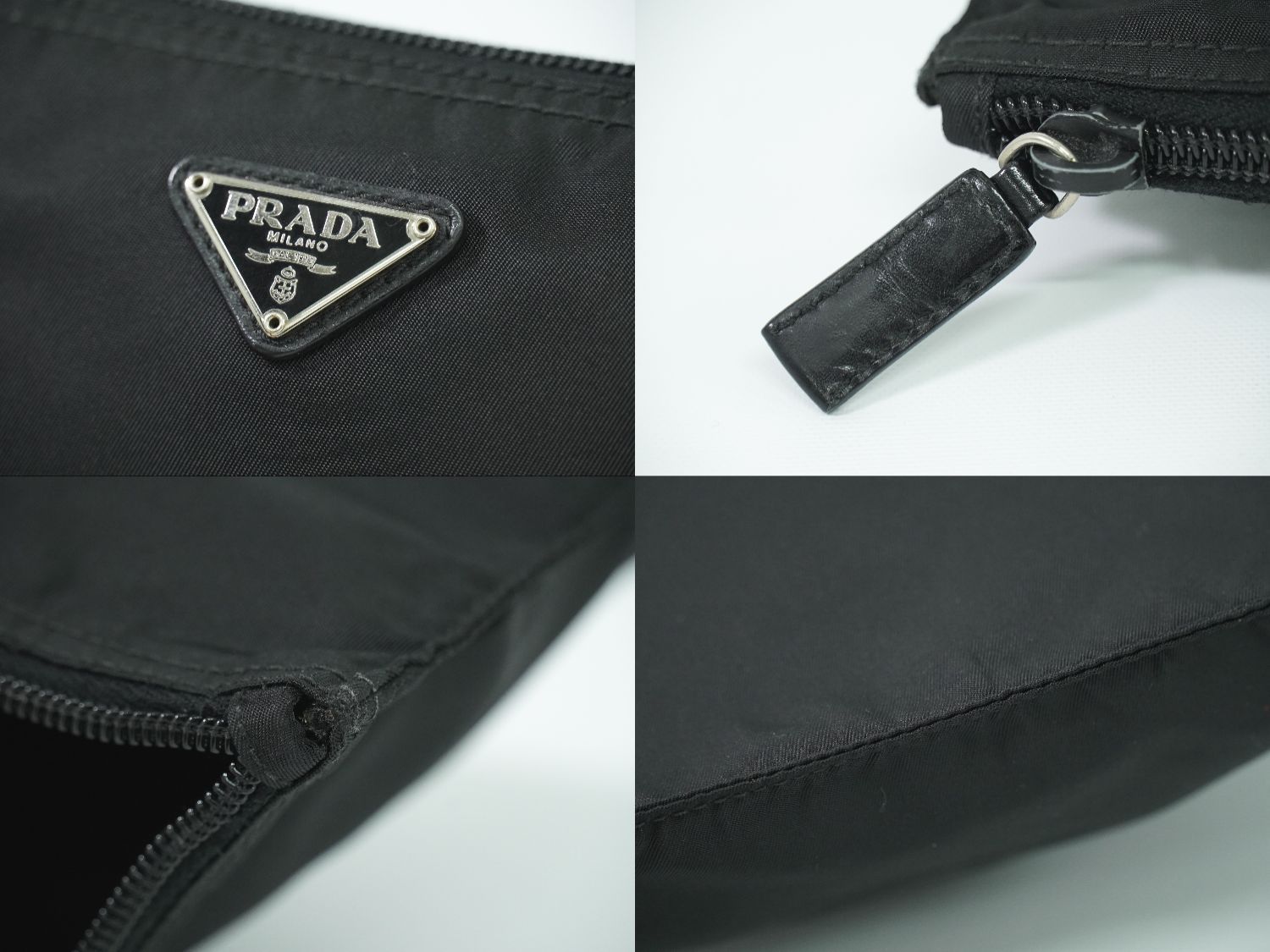 本物 プラダ PRADA ナイロン ポーチ 小物入れ ブラック 雑貨小物 中古