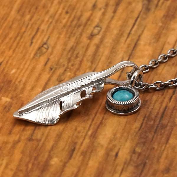 ノースワークス NORTH WORKS リバティフェザーネックレス ペンダント シルバーチェーン付き 50 cm ターコイズ シルバー製 N 615