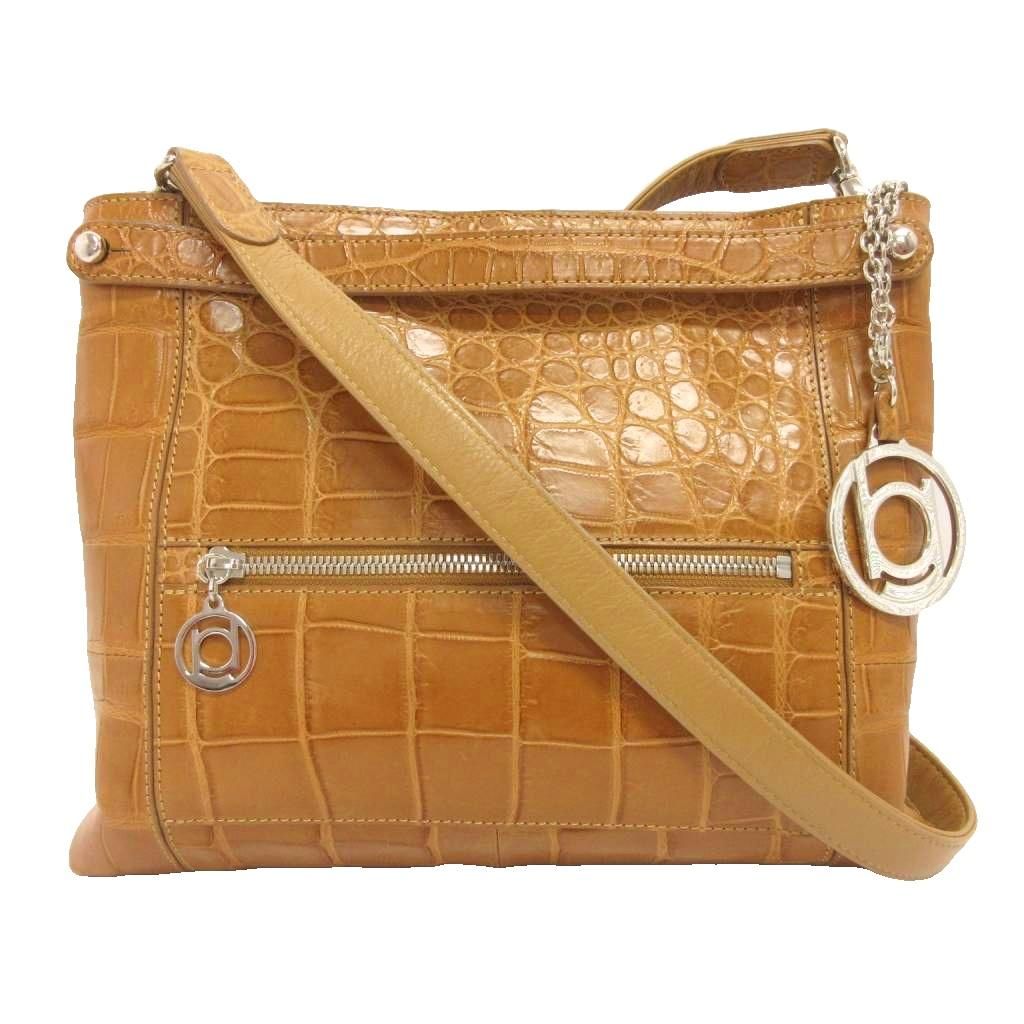 BEAUGRAND レザー ショルダーバッグ クロコ ライトブラウン