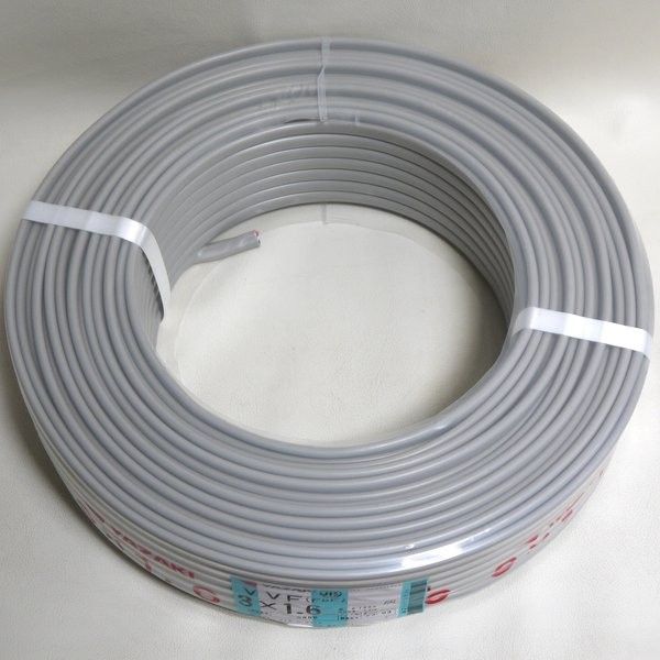 製 矢崎エナジーシステム VVFケーブル .6 mm 灰色 100 m 黒白赤 600 Vビニル絶縁ビニルシースケーブル YAZAKI ≡DT 6888