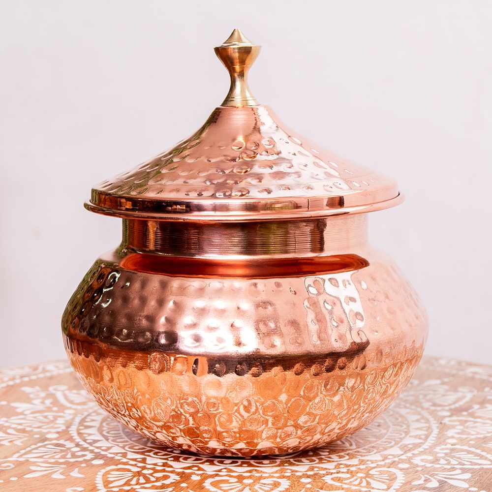 蓋付き 大きめ ハンディカダイ インドの鍋〔直径18 cm 約2100 ml〕 インド料理 調理器具 ハンディ