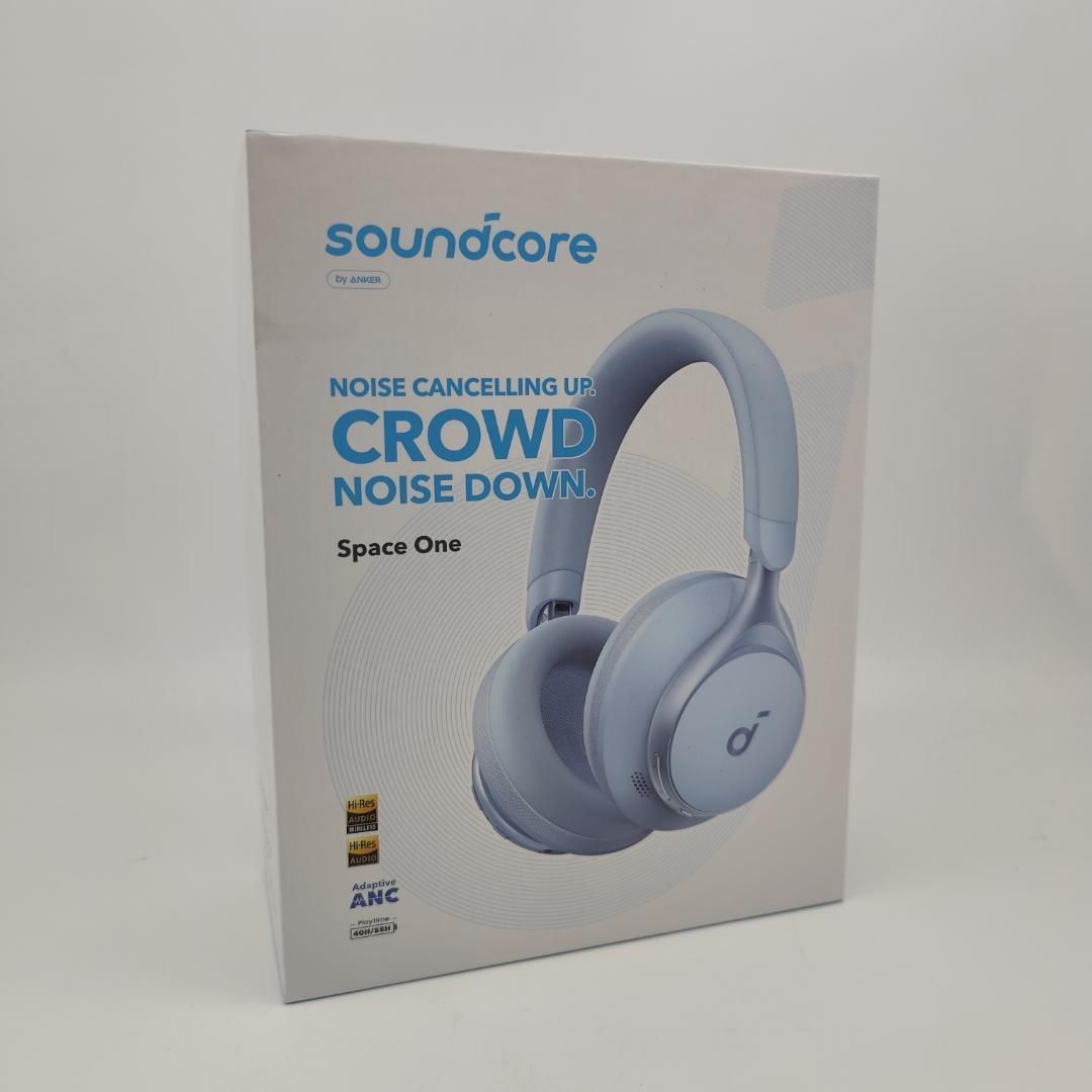 Anker Soundcore Space One Bluetooth 5 3 ワイヤレスヘッドホン ウルトラノイズキャンセリング2 0 最大55時間音楽再生 マイク内蔵 ブルー