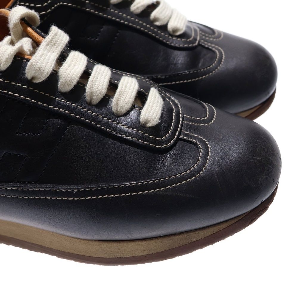 HERMES (エルメス) クイック Hロゴ レザー ローカットシューズ