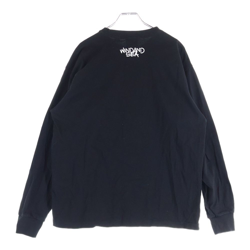 WIND AND SEA ブラック 長袖カットソー M WIND AND SEA (ウィンダンシー) フロントプリント クルーネック長袖T