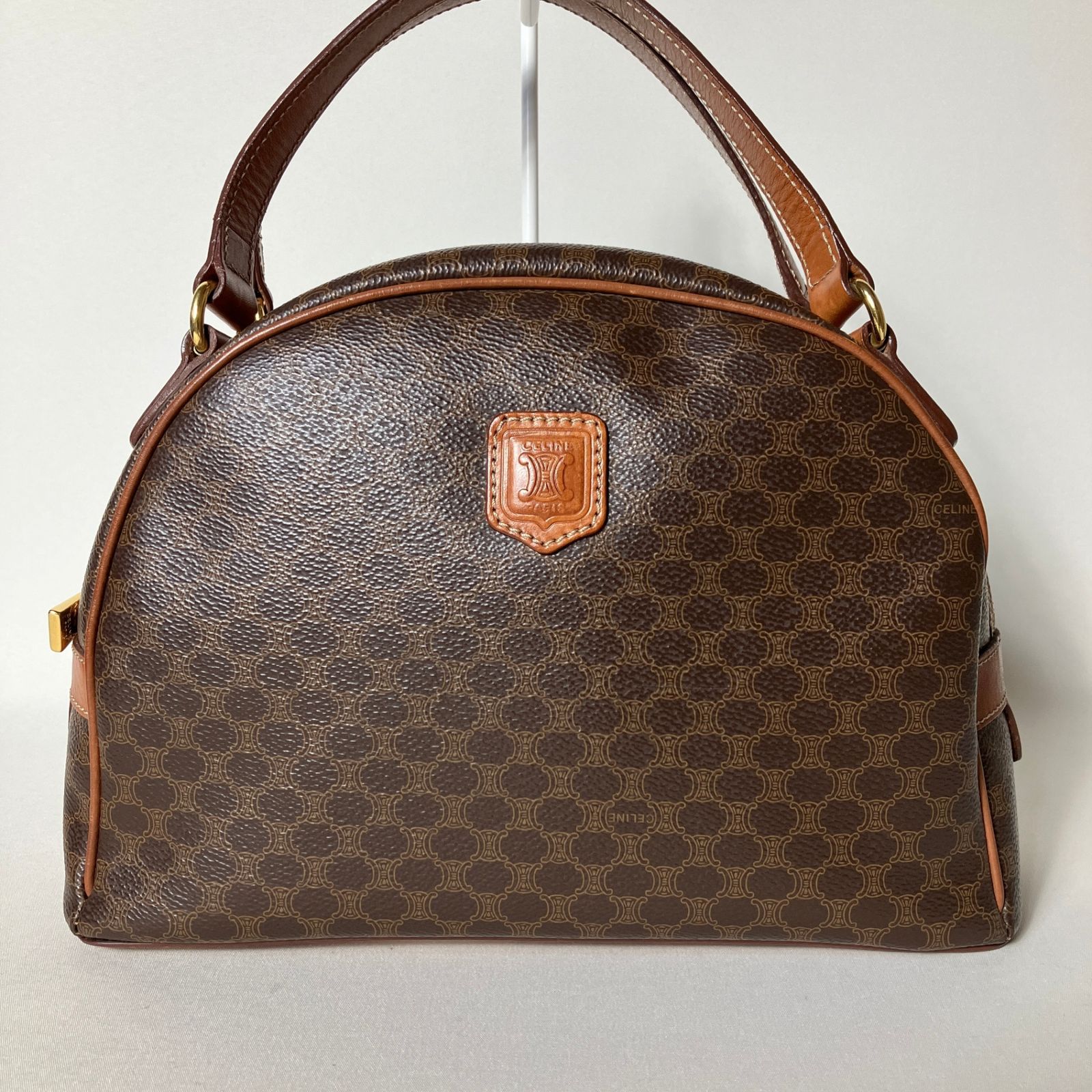 2510-295｜セリーヌ ハンドバッグ ブラウン マカダム柄 トリオンフ