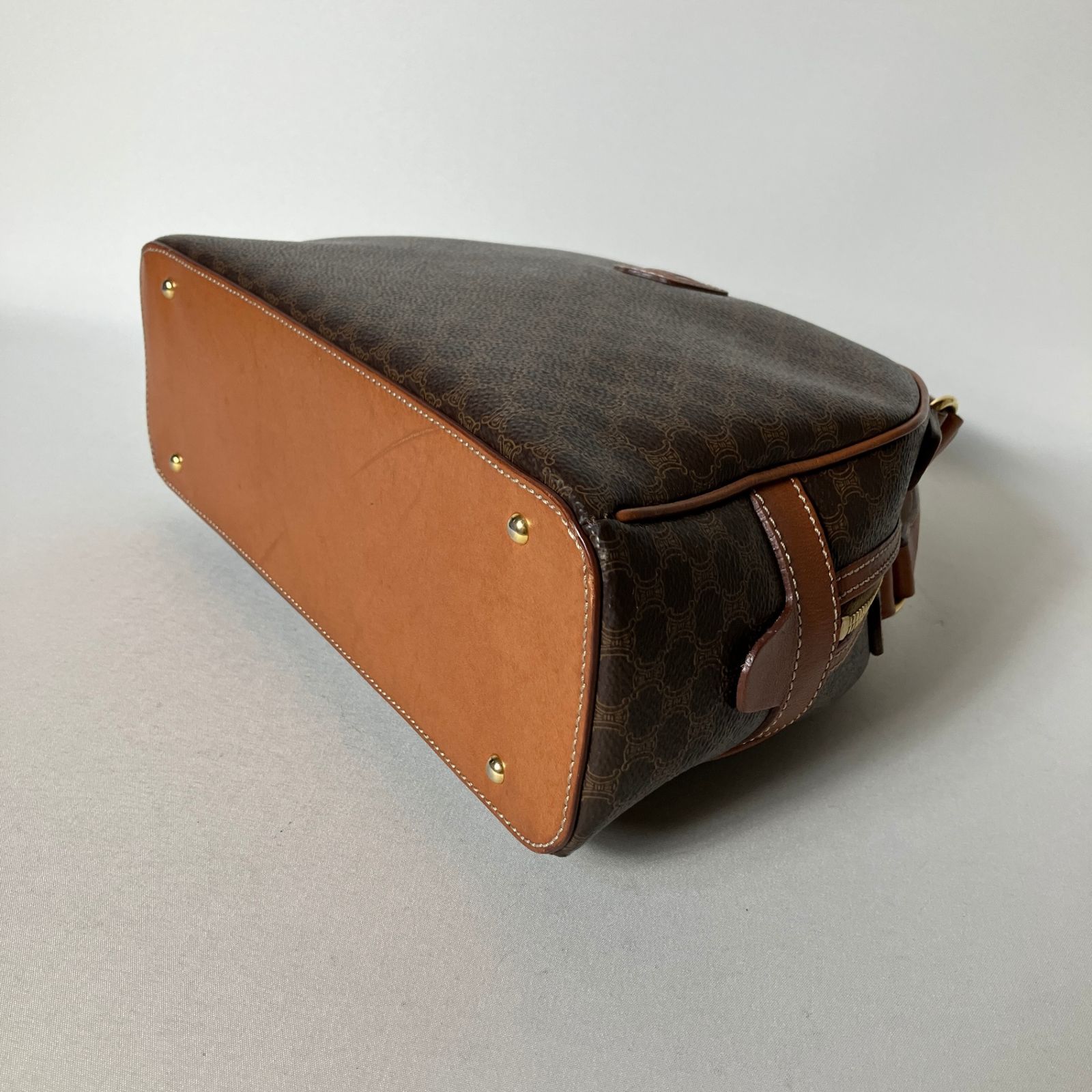 2510-295｜セリーヌ ハンドバッグ ブラウン マカダム柄 トリオンフ