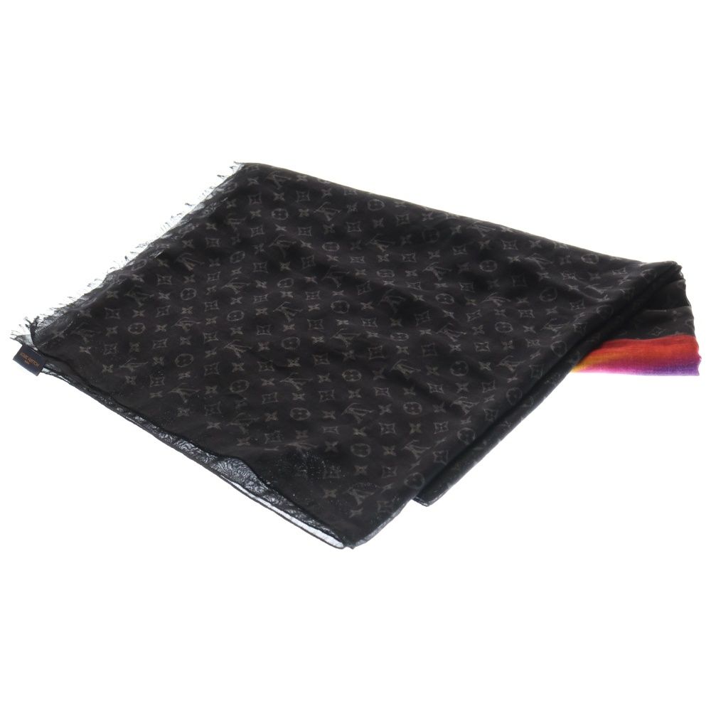 LOUIS VUITTON (ルイヴィトン) 19SS エトール LVレインボー シルク ストール ブラック MP2317 FF0198