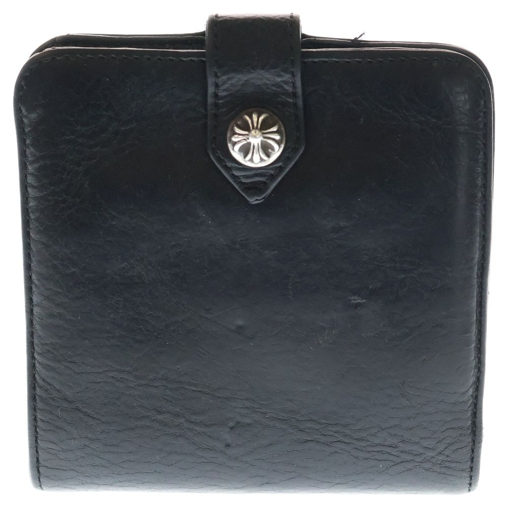 CHROME HEARTS クロムハーツ SQ BTN BILL スクエアボタンビル フラップボタン レザーウォレット 2つ折り財布 ブラック
