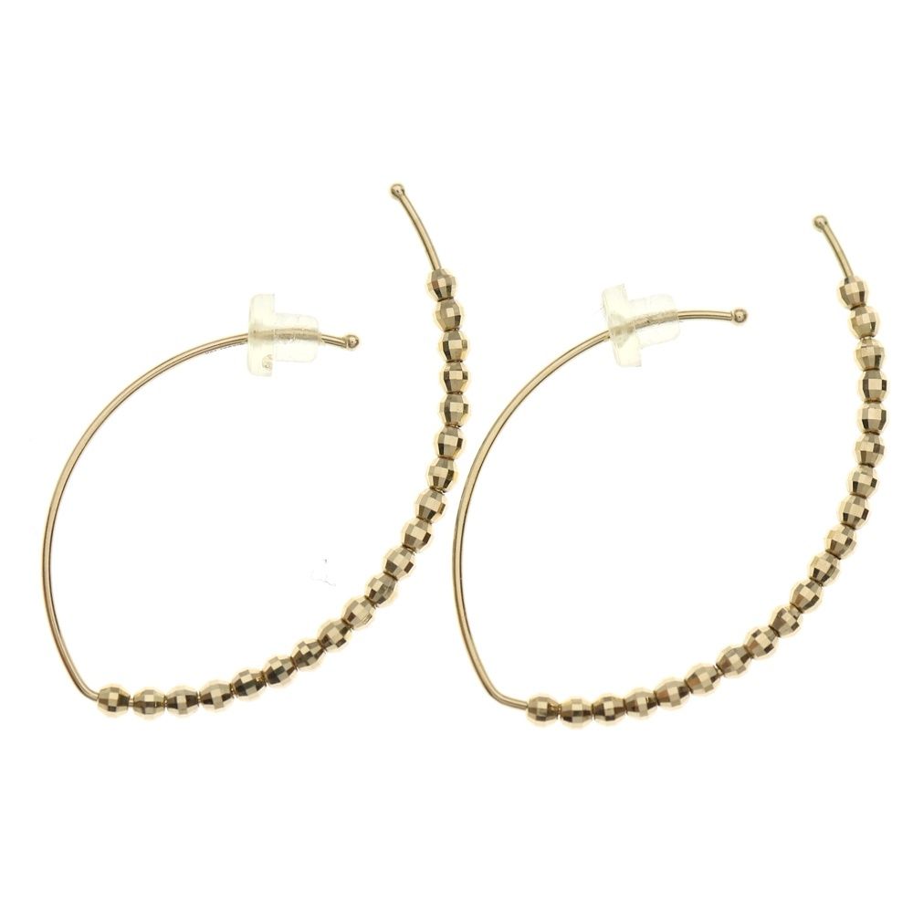 MIZUKI ミズキ 14 KYG バナナフープ カットビーズ ピアス イエローゴールド レディース