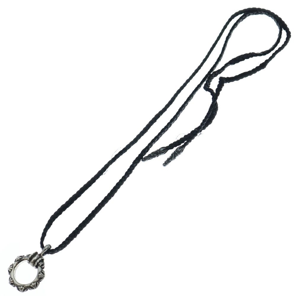 CHROME HEARTS クロムハーツ EWLP CROSS BAND アイウェアループ クロスバンド WITH レザーブレード ネックレストップ シルバー ブラック