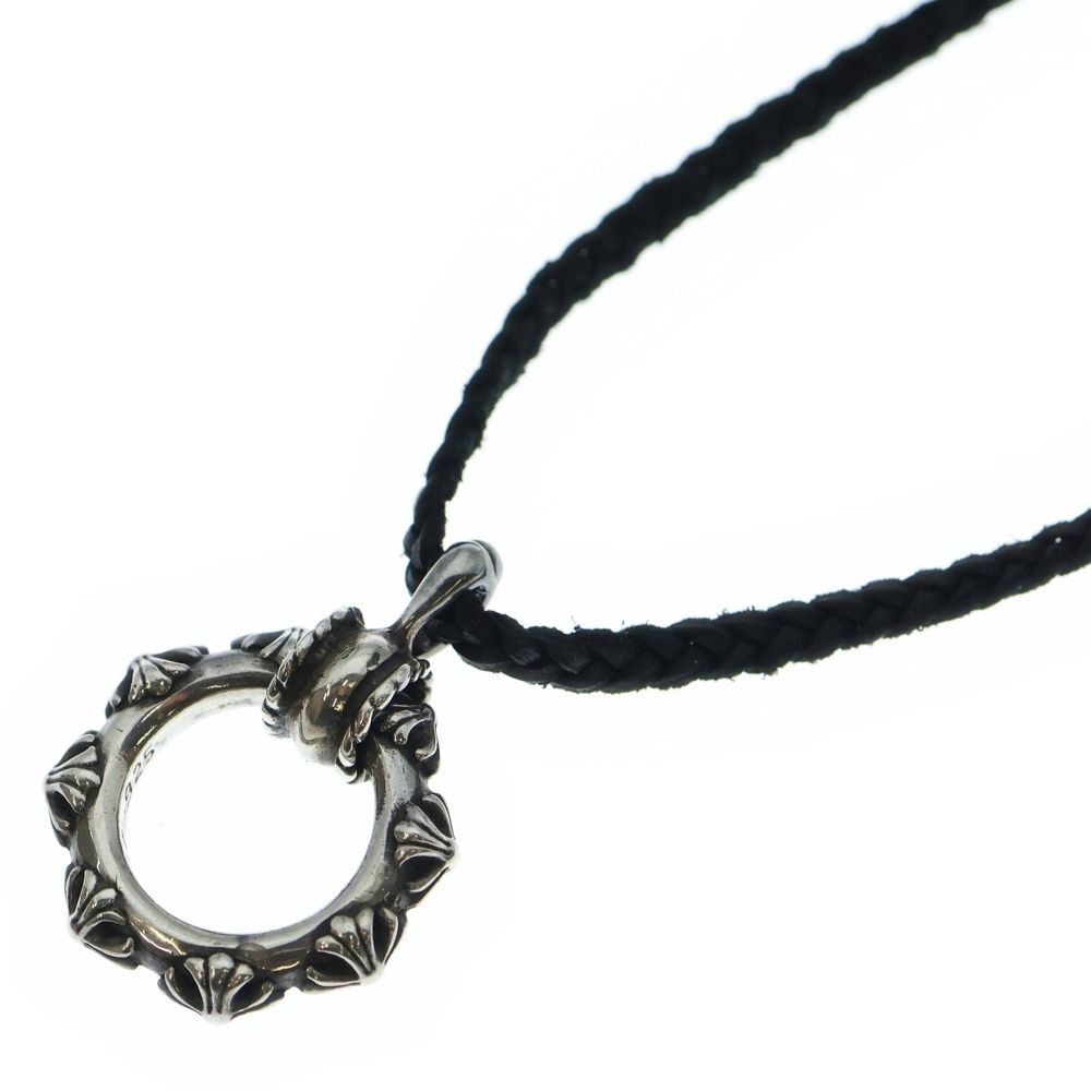 CHROME HEARTS クロムハーツ EWLP CROSS BAND アイウェアループ クロスバンド WITH レザーブレード ネックレストップ シルバー ブラック