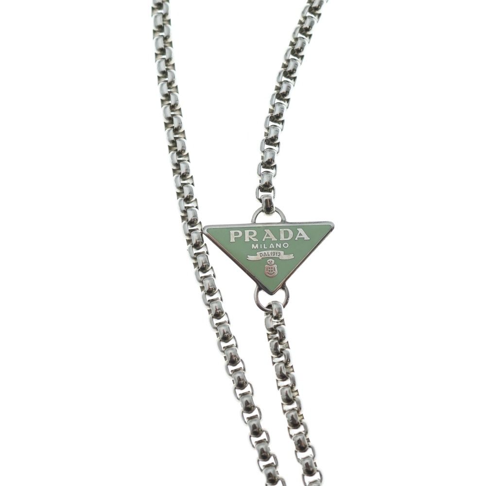  PRADA プラダ Airpods Pro ケース用 三角プレート トライアングルロゴ チェーン シルバー 1 ZD 006 その他 アクセサリー