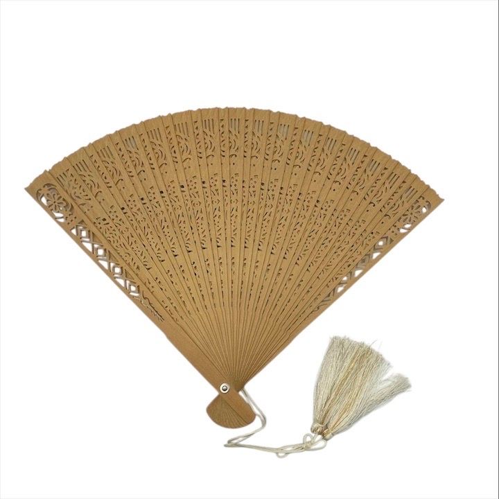 未使用 保管品 白檀扇子 透かし彫り 箱付き 木箱 甘い香木の香り 高級