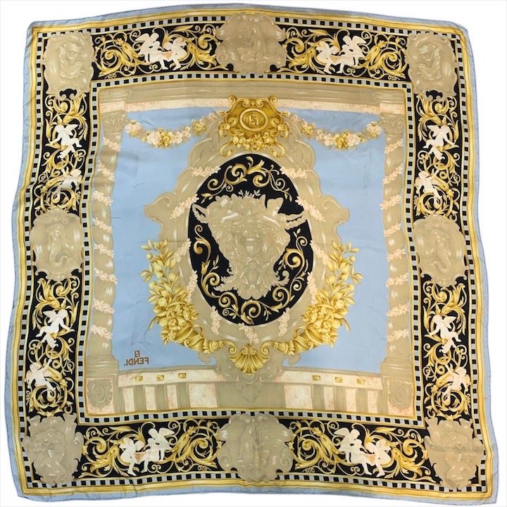 良品 FENDI フェンディ スカーフ シルク100％ 絹 ファッション小物