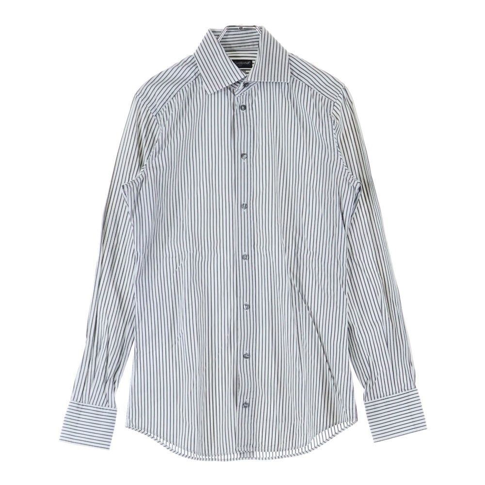 DOLCE&GABBANA 新品未使用 ストライプ 長袖シャツ ホワイト DOLCE & GABBANA (ドルチェアンドガッバーナ) 8B レギュラーカラー