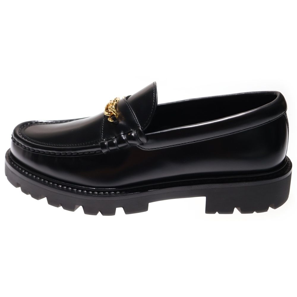 CELINE セリーヌ マーガレット トリオンフ ロゴプレート チェーン レザー ローカットシューズ ローファー ブラック