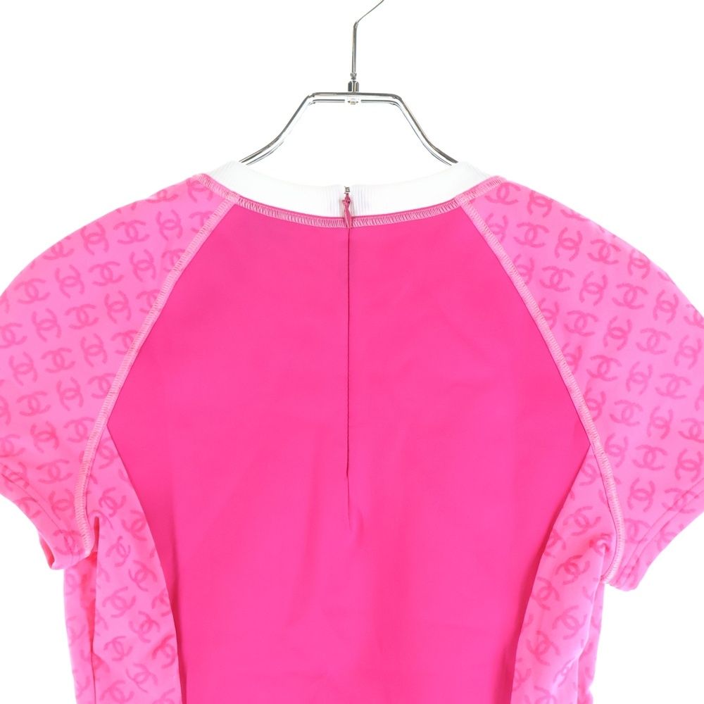 CHANEL (シャネル) ココマーク ラインストーンロゴ 柄 切り替え クルー