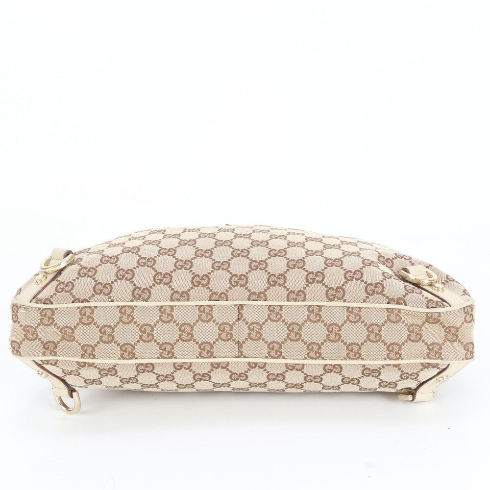 美品 グッチ GG キャンバス アビー 130737 レザー ショルダーバッグ