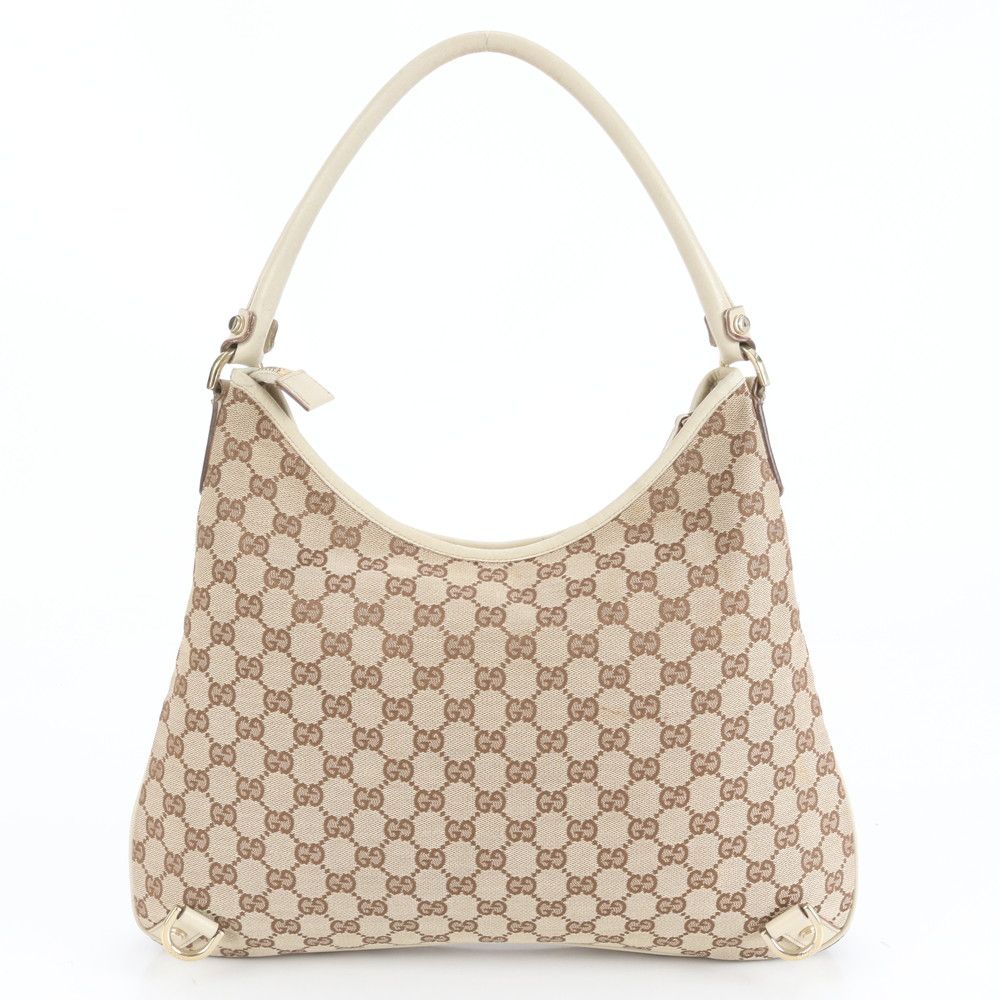 美品 グッチ GG キャンバス アビー 130737 レザー ショルダーバッグ