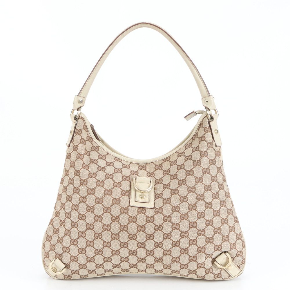 美品 グッチ GG キャンバス アビー 130737 レザー ショルダーバッグ