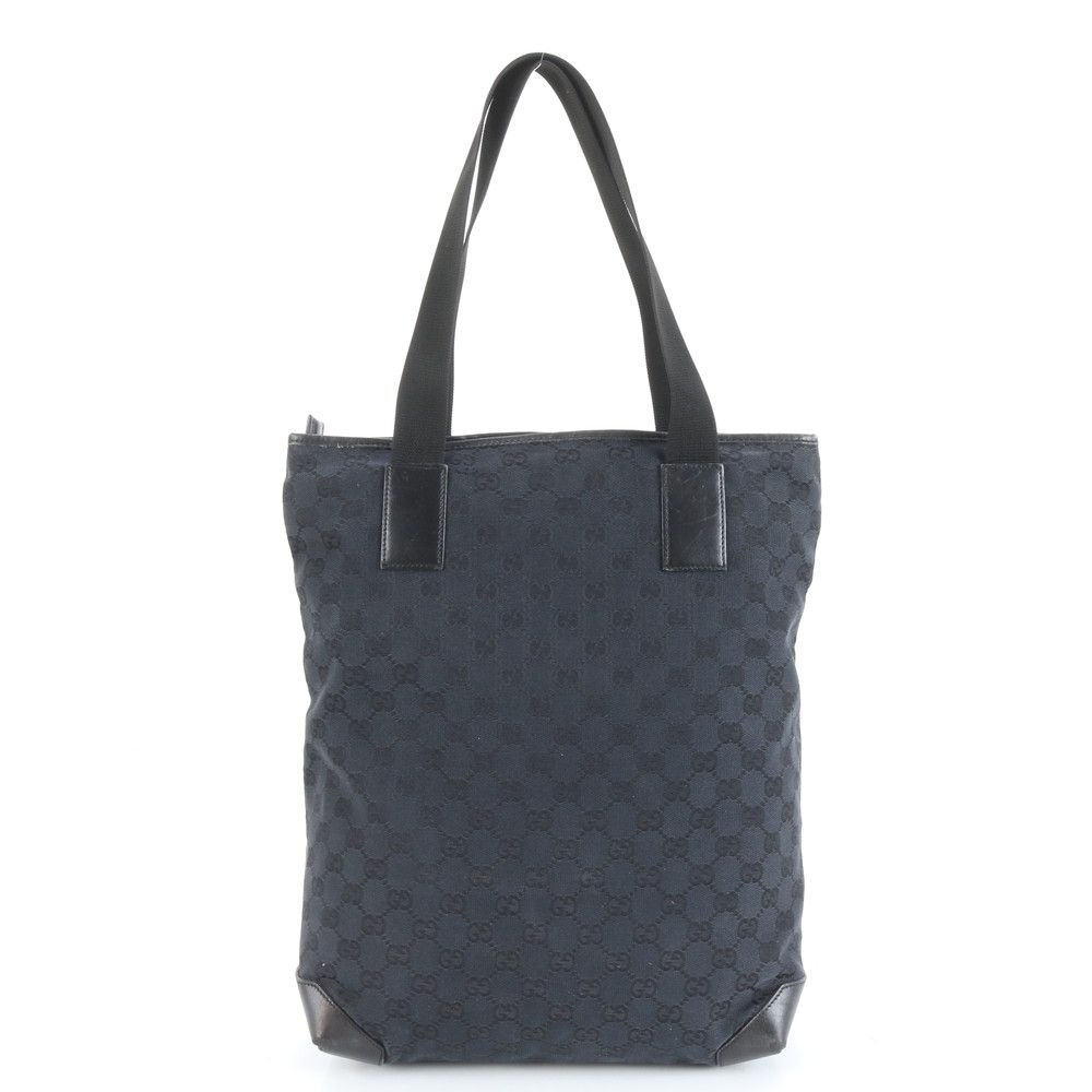 グッチ　トートバッグ　ビジネス　GGキャンバス　レザー　A4 肩がけ　ブラック 美品 グッチ GG キャンバス レザー トート バッグ 肩掛け ショルダー