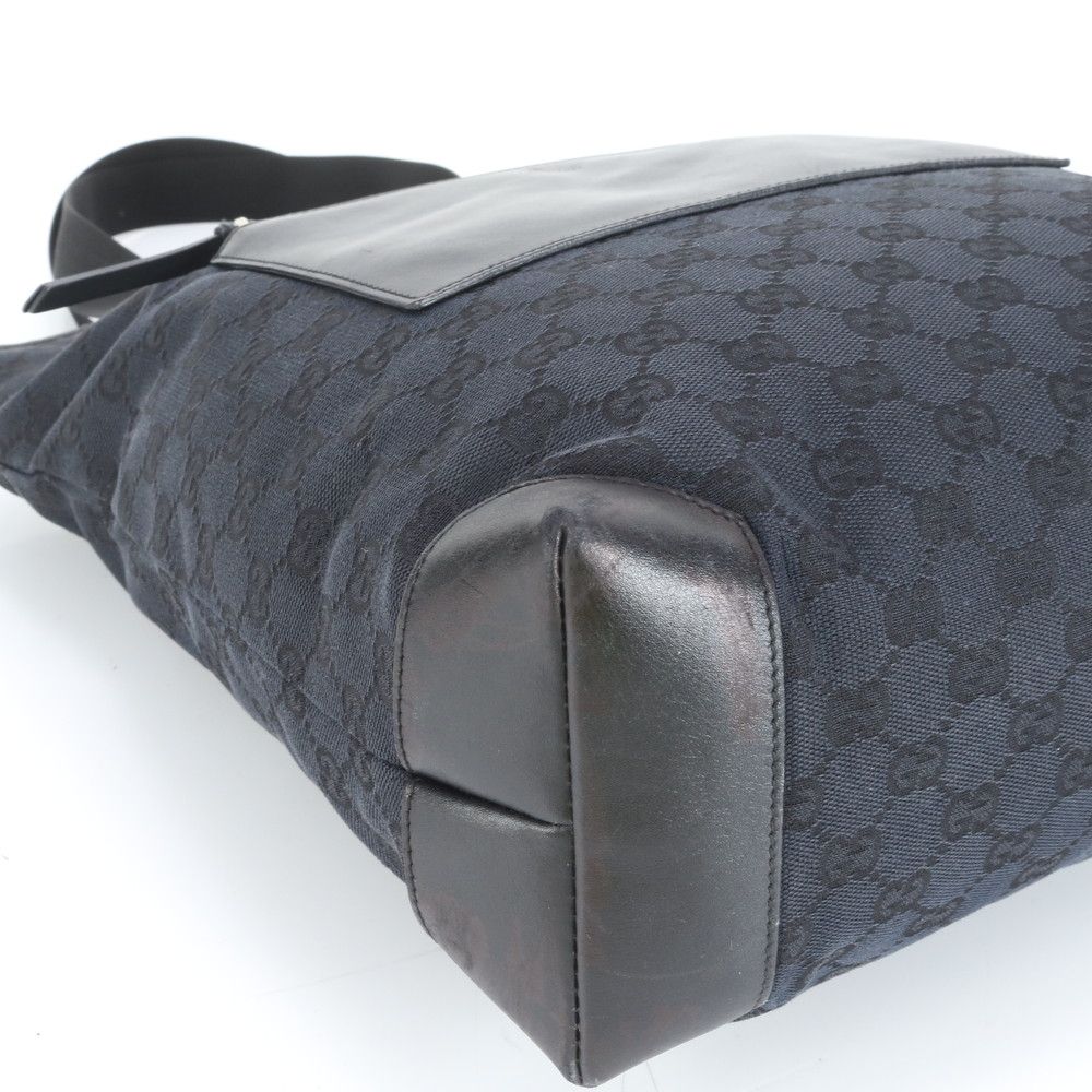 美品 グッチ GG キャンバス レザー トート バッグ 肩掛け ショルダー