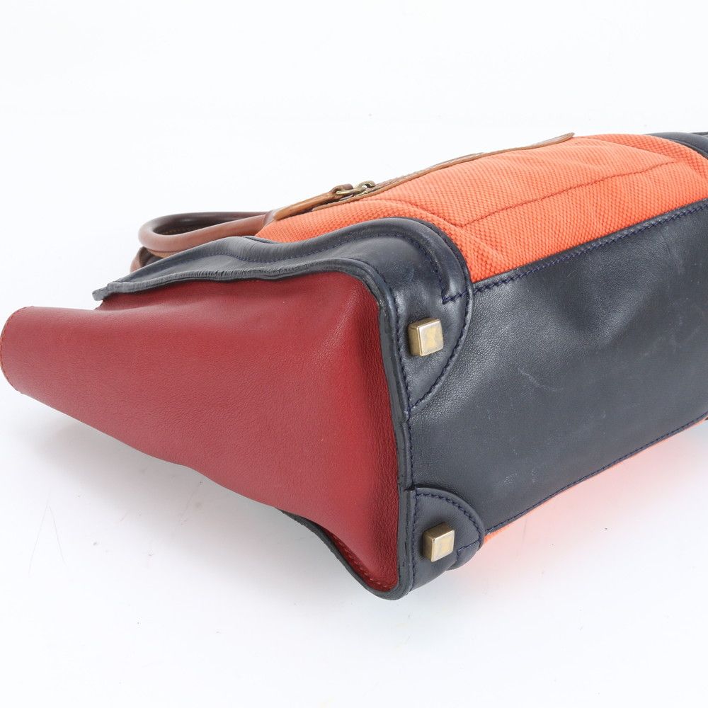 美品 セリーヌ ラゲージ マイクロ ショッパー レザー ハンドバッグ