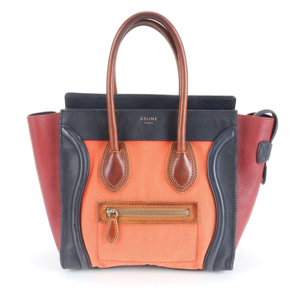 美品 セリーヌ ラゲージ マイクロ ショッパー レザー ハンドバッグ