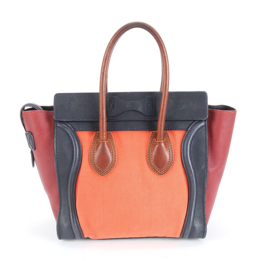 美品 セリーヌ ラゲージ マイクロ ショッパー レザー ハンドバッグ