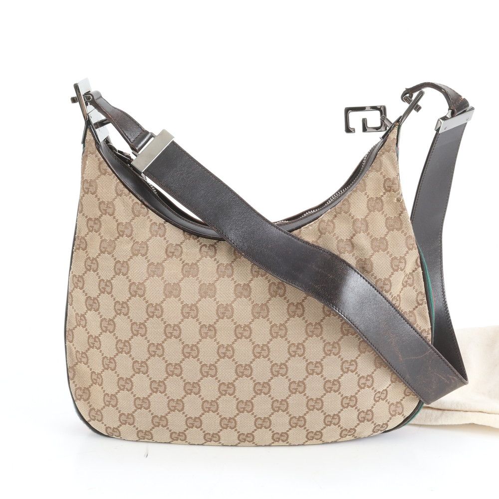 極美品 グッチ GGキャンバス シェリー ライン 001 3315 レザー