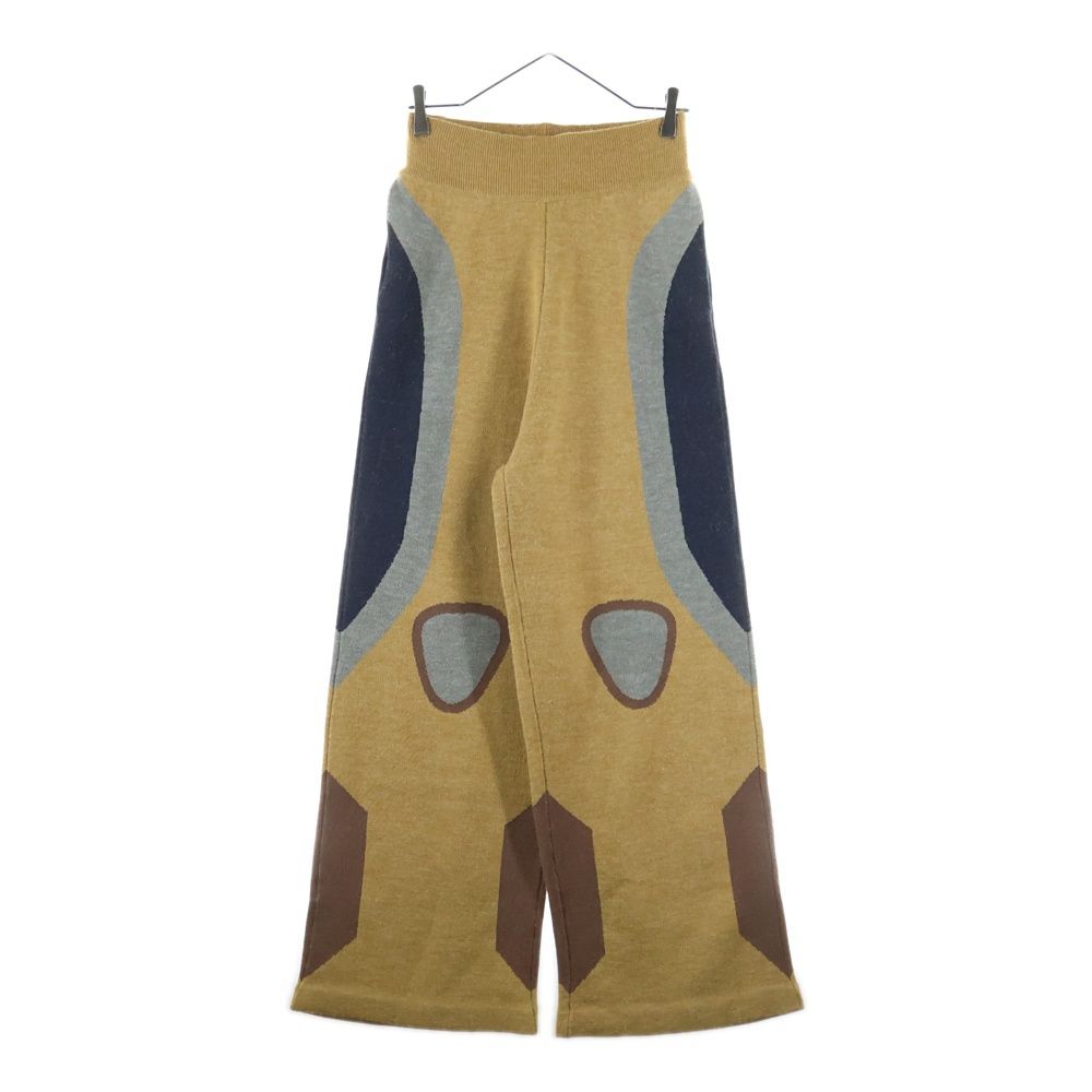 House Of Error ハウスオブエラー ドローコード付き プリントニットロングパンツ イエロー