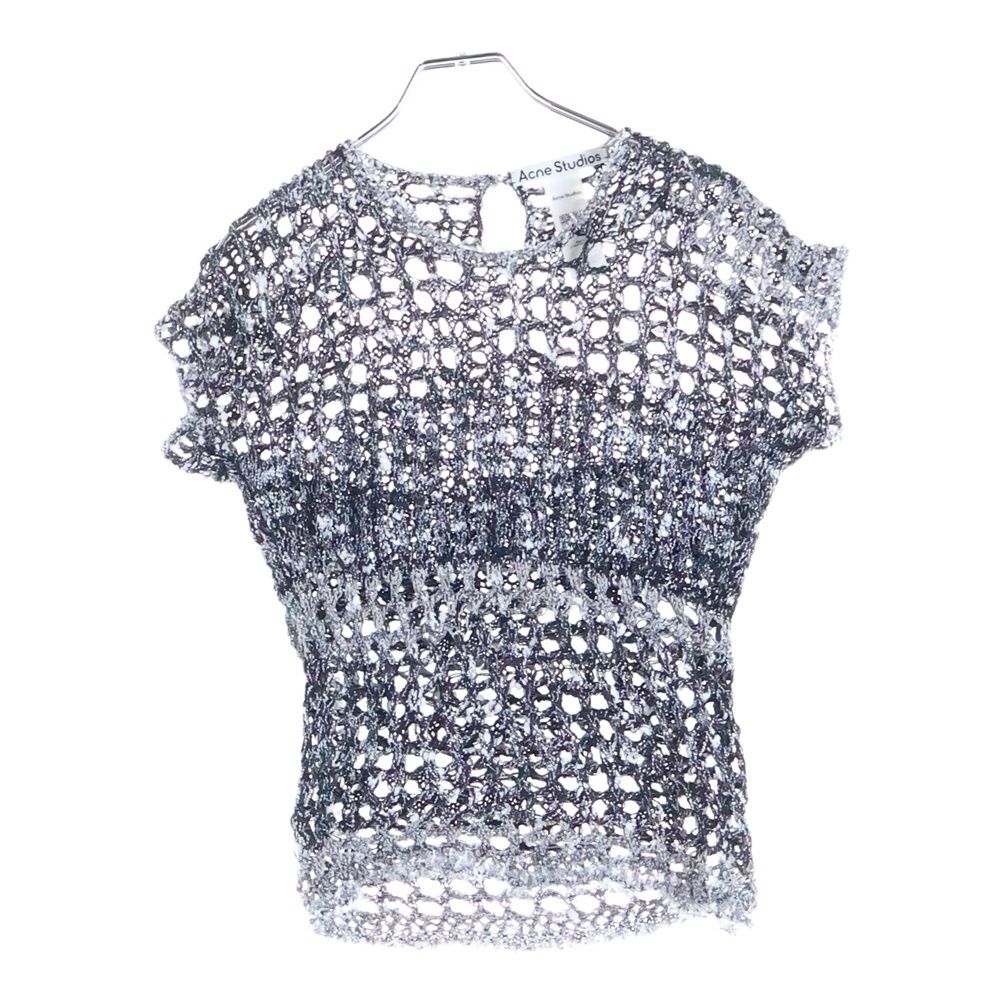 Acne Studios アクネ ストゥディオズ kambon tweedy crochet top カンボン トゥイーディ クロシェ トップ FN WN クルーネック 半袖シャツ ブラック ホワイト