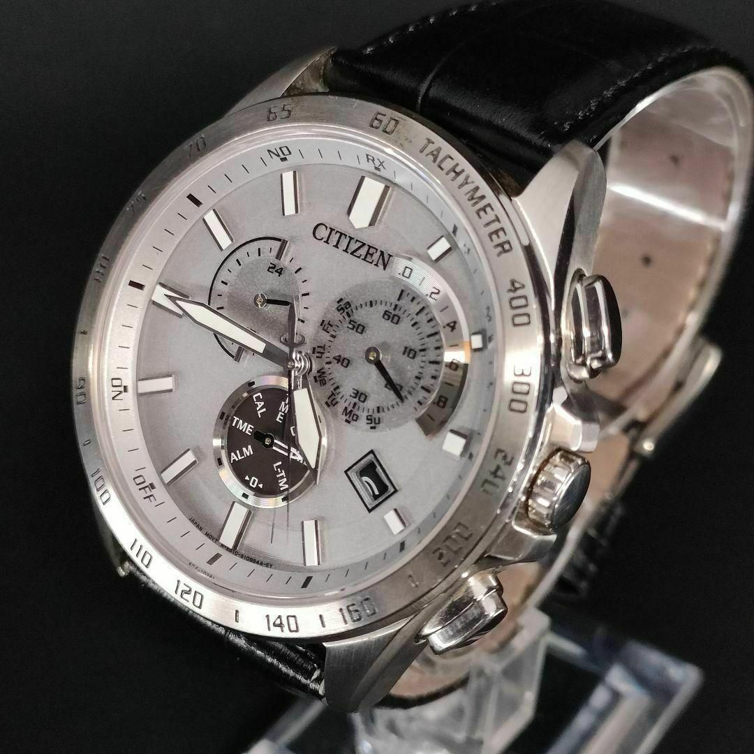 808-13 美品 CITIZEN シチズン シルバー グレー ホワイト クロノグラフ