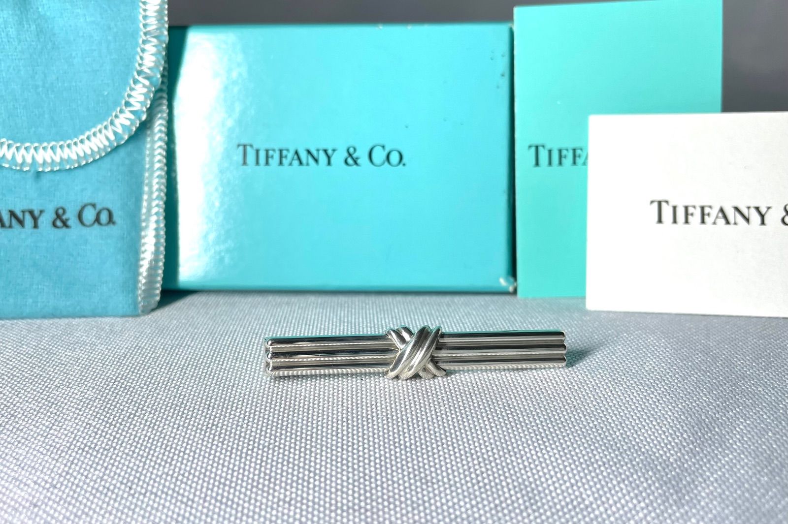 美品 Tiffany ティファニー シグネチャークロス ストライプライン