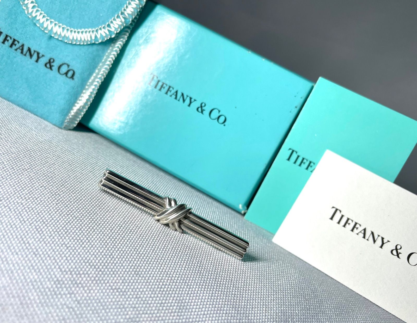 美品 Tiffany ティファニー シグネチャークロス ストライプライン