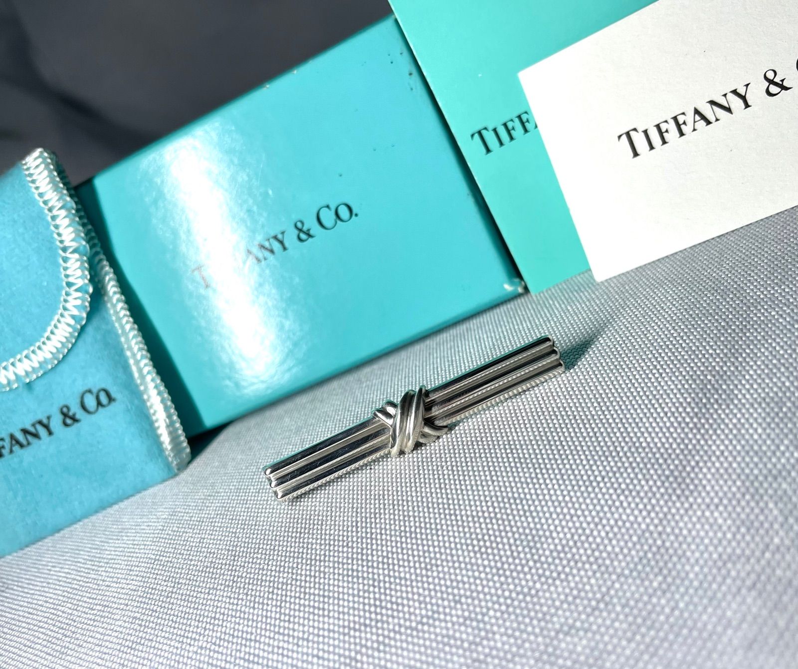 美品 Tiffany ティファニー シグネチャークロス ストライプライン
