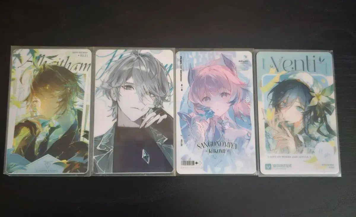 原神 カフェ 印刷 誕生日 トレカ ウェンティ 九井 一 アルハイゼン 4枚