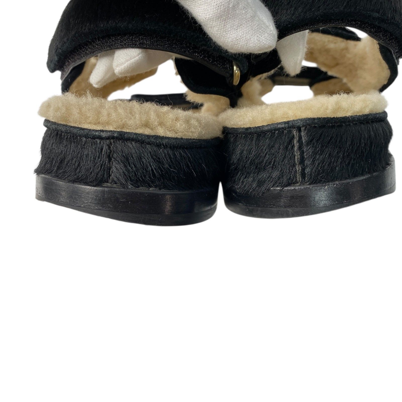 シャネル CHANEL レディース ココマーク ハラコ ボア サンダル 37C