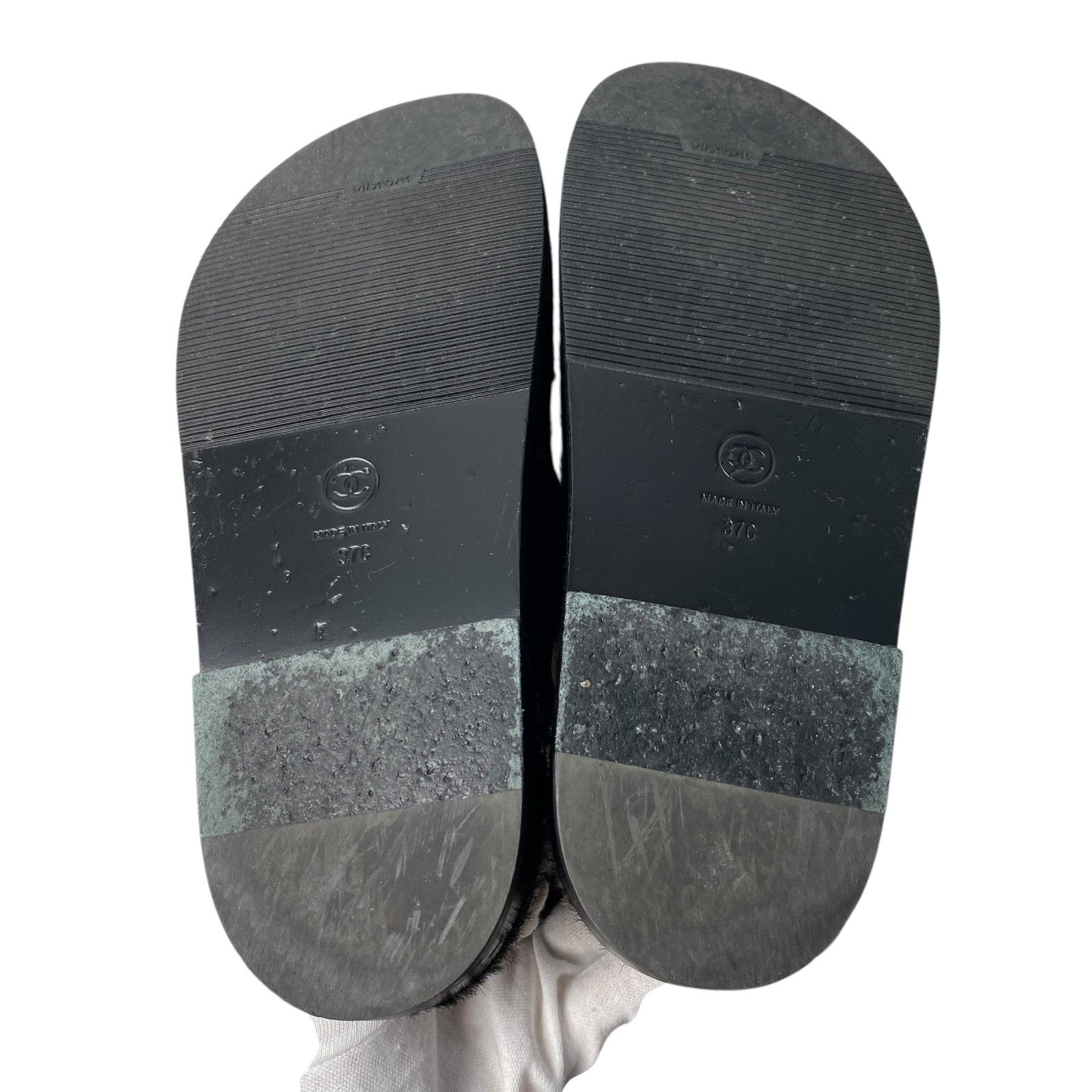 CHANEL / サンダル/37/ブラック/ハラコ/G35927/ココマーク/シャネル// シャネル CHANEL レディース ココマーク ハラコ ボア サンダル 37C