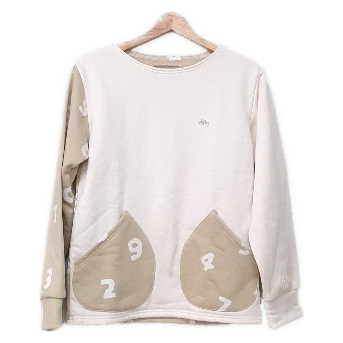 SOU ソウソウ トレーナー サイズS レディース 白 ベージュ 長袖 数字柄