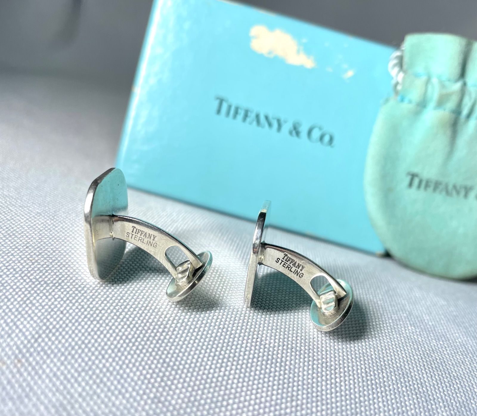 ♡ティファニー　カフス　スターリング　シルバー　スクエア　ビンテージ Tiffany ティファニー 鏡面スターリングシルバー ヴィンテージ